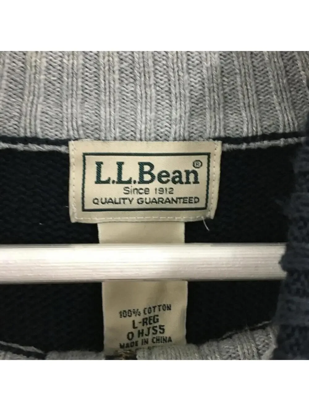 L.L Bean Men’s 100% Cotton Quarter Zip Blue Sweater Size L